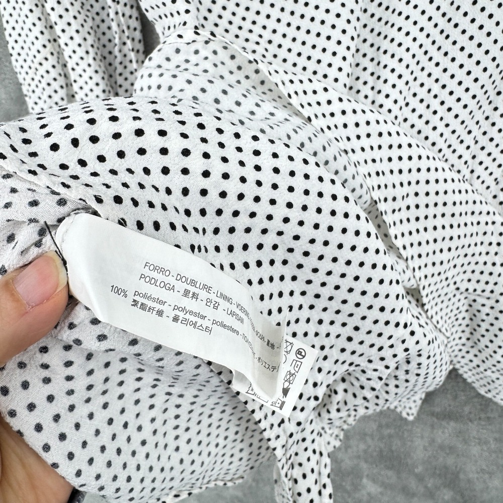 Zara Romper Womens Medium Polka Dot Ruffle Puff Sleeves Retro Wrap Black White - Picture 10 of 11